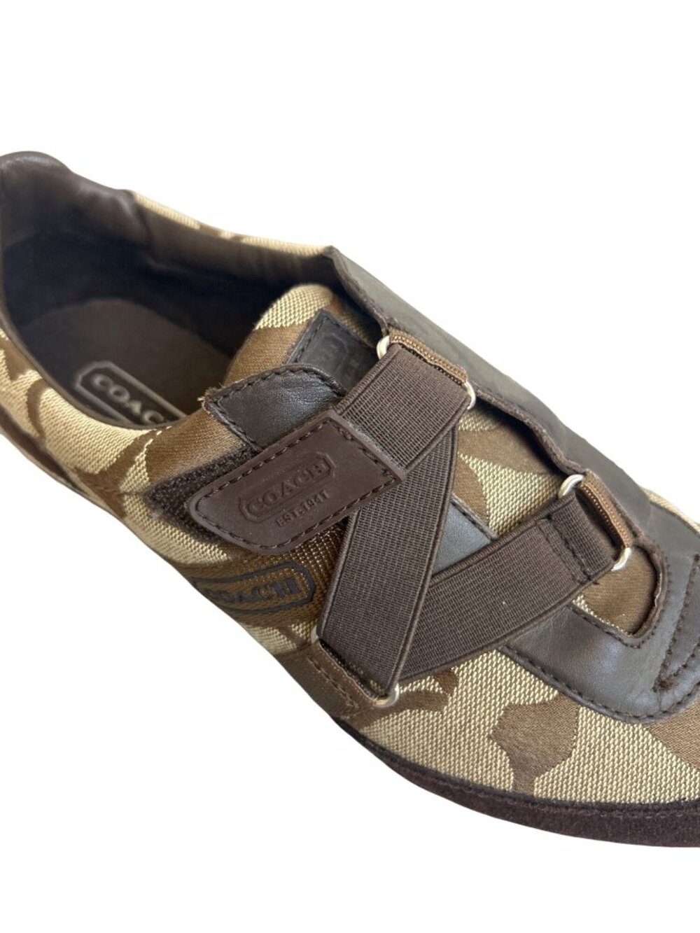 Coach Kyra Sneakers Women's 8M Brown Monogram Strap Y2K Designer Streetwear - Picture 3 of 9